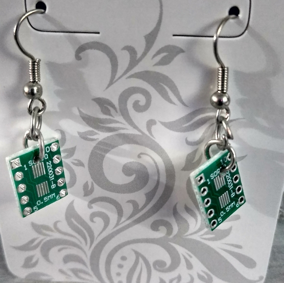 Wearable Tech diode circuit board earrings - Picture 6 of 6